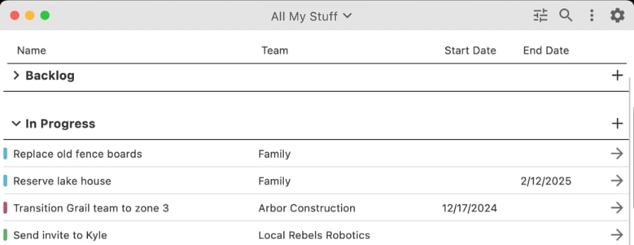 Tag and value details